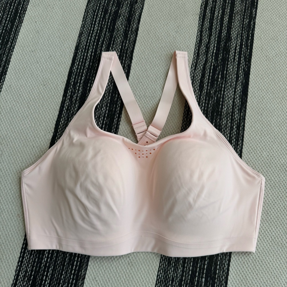 Athleta Womens Light Pink Lined Adjustable Straps Cross Back Sports Bra Sz. 40DD